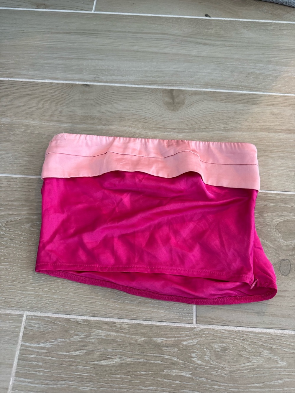 Beginning Boutique Two-Tone Pink Fold-Over Tunic Top